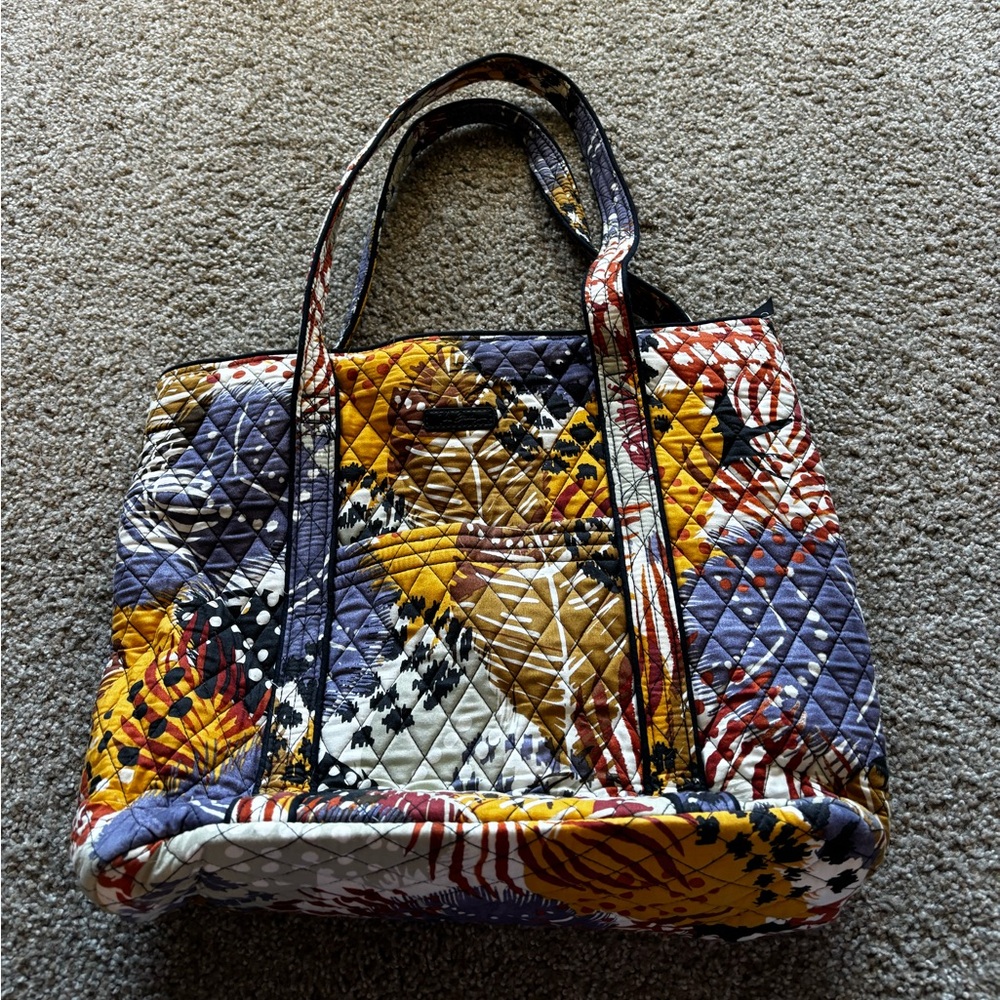 Vera Bradley Painted Feathers Quilted Tote Purse Bag